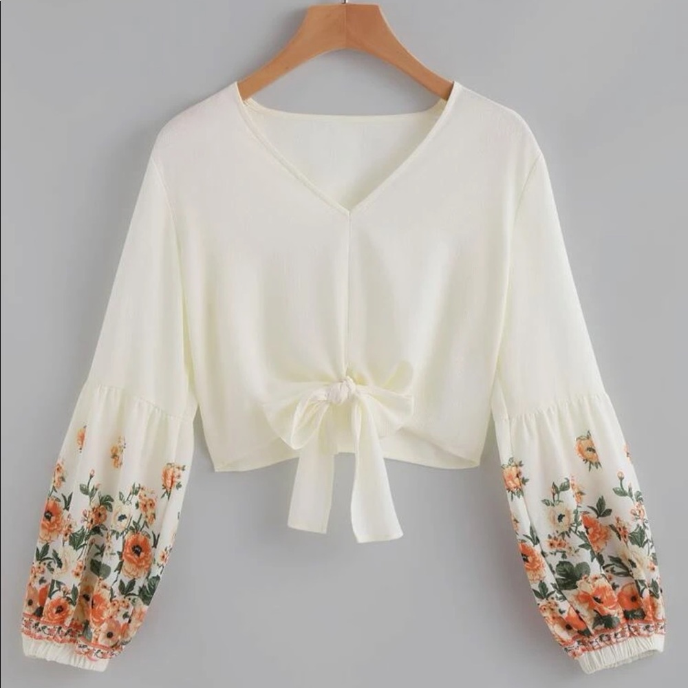 Floral self tie crop top